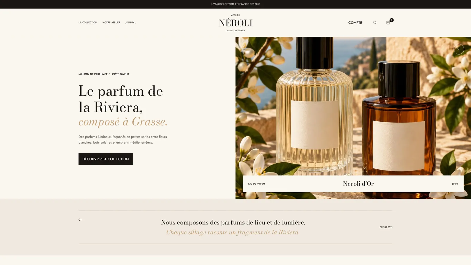Capture du site Atelier Néroli